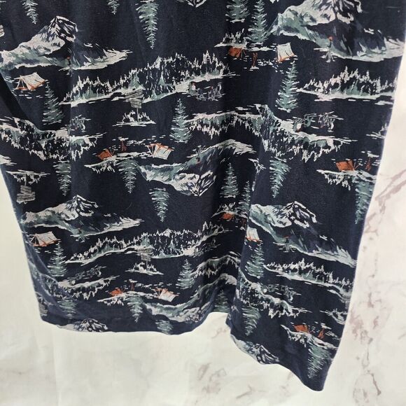 Old Navy T Shirt Mens Medium Navy Crew Tent Snow Camping Trees Trail Hiking - Picture 7 of 9